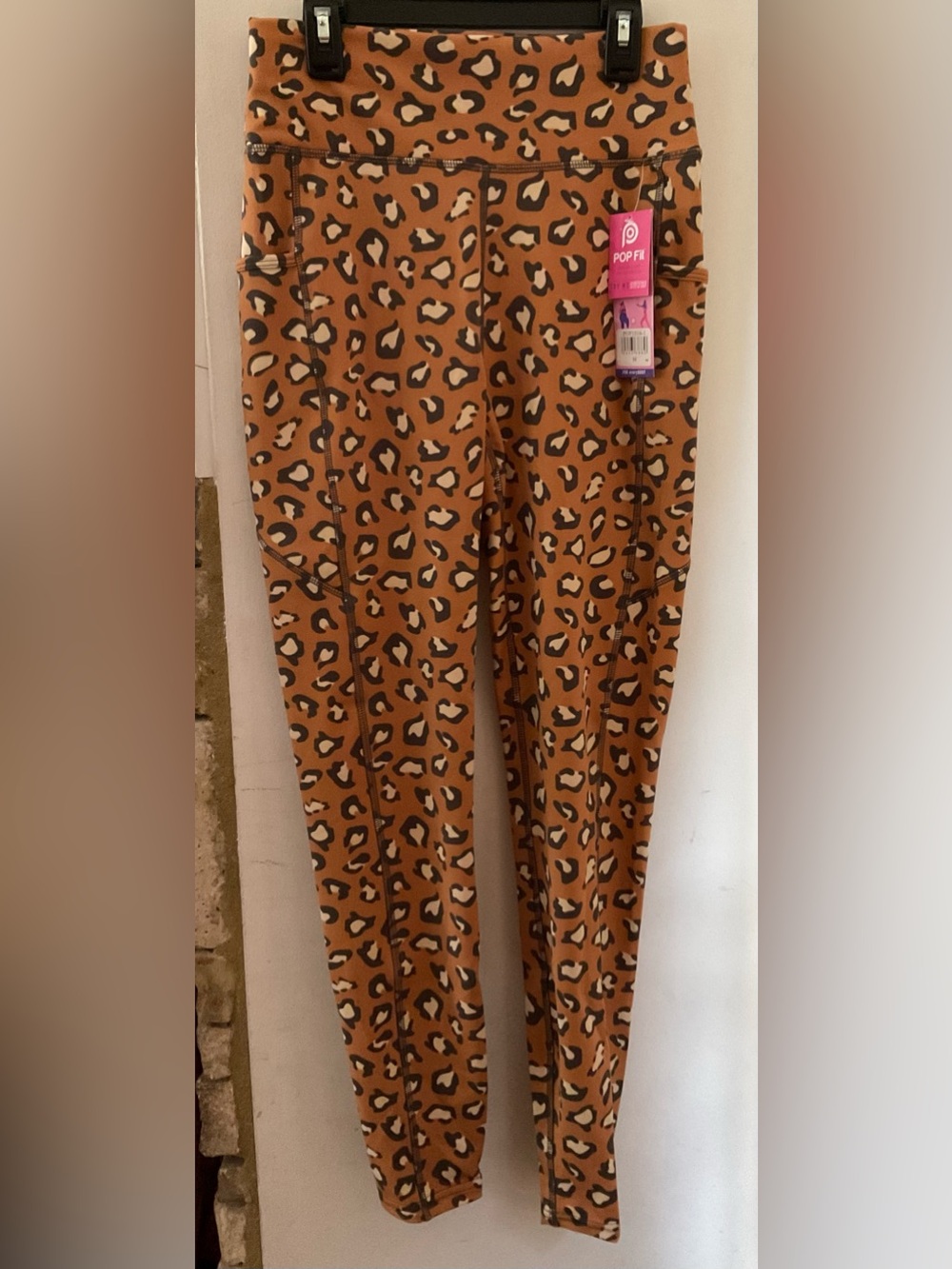 POP Fit Leopard Print High-Waist Leggings in Tan and Black